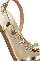 Women's Gold Ankle Buckle Stoned Sandals | Derimod