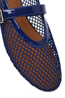 Woman Navy Mesh Ballerine Shoes | Derimod