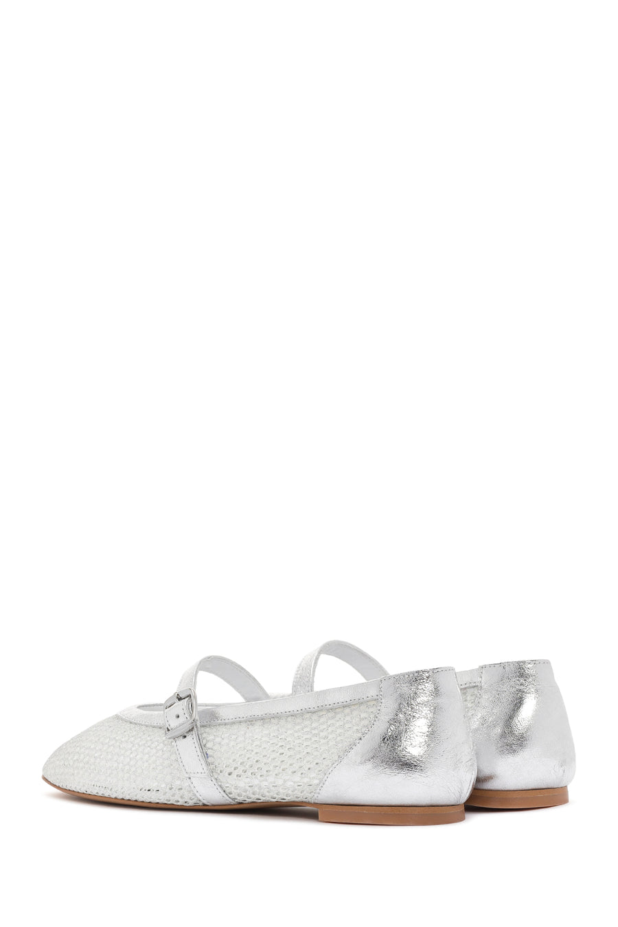 Women's Silver Mesh Strappy Ballerinas