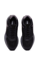 Women's Black Suede Detailed Leather Sneaker | Derimod
