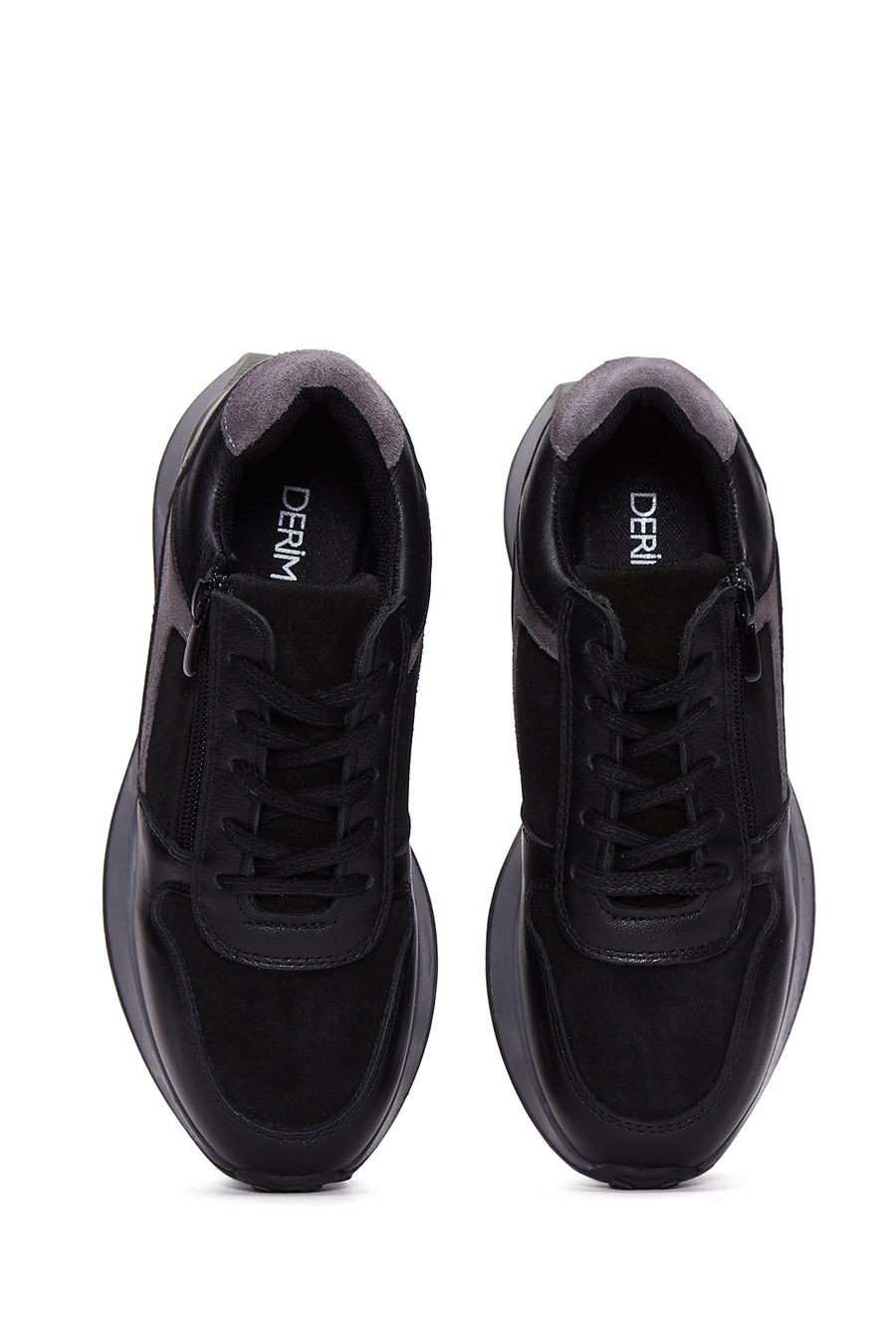 Women's Black Suede Detailed Leather Sneaker