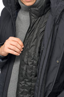 Geox Men's Navy Blue Andalo Long Leather Coat | Derimod