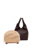 Woman Brown Casual Leather Shoulder Bag | Derimod
