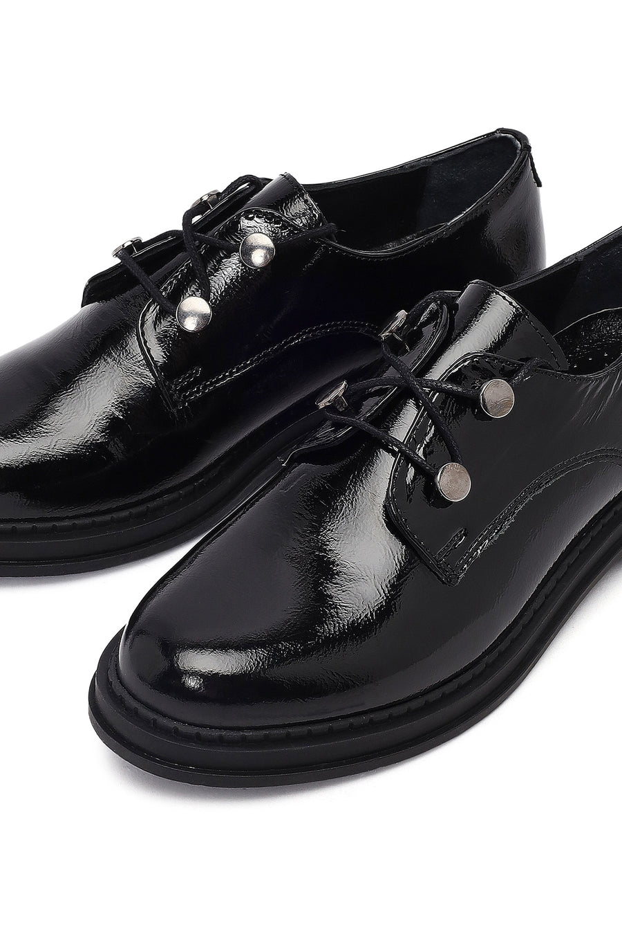 Woman Black Patent Leather Leather Casual Shoes