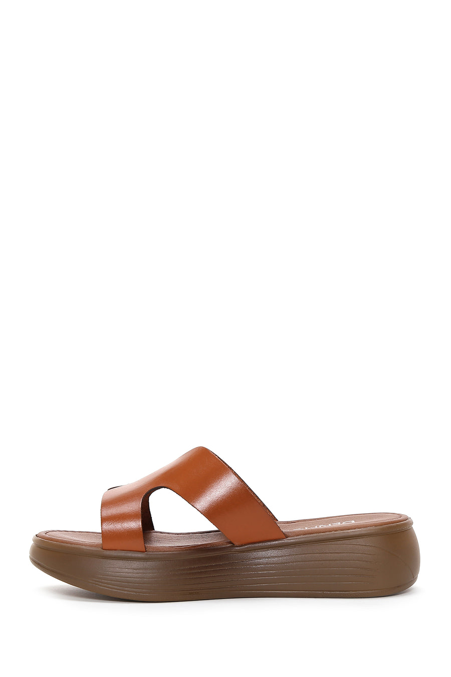 Women's Orange Thick Soled Leather Slippers