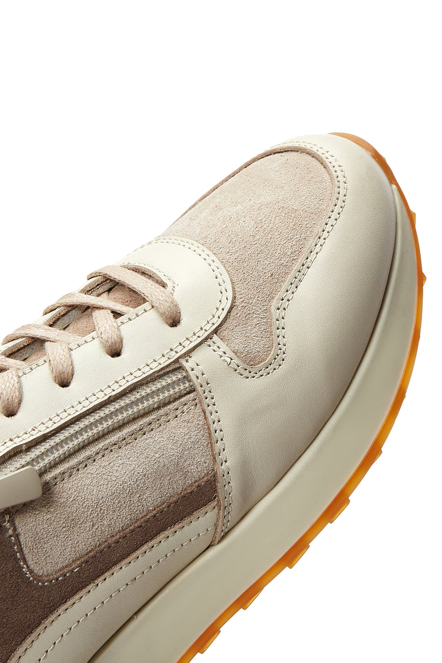 Kadın Bej Süet Detaylı Deri Sneaker