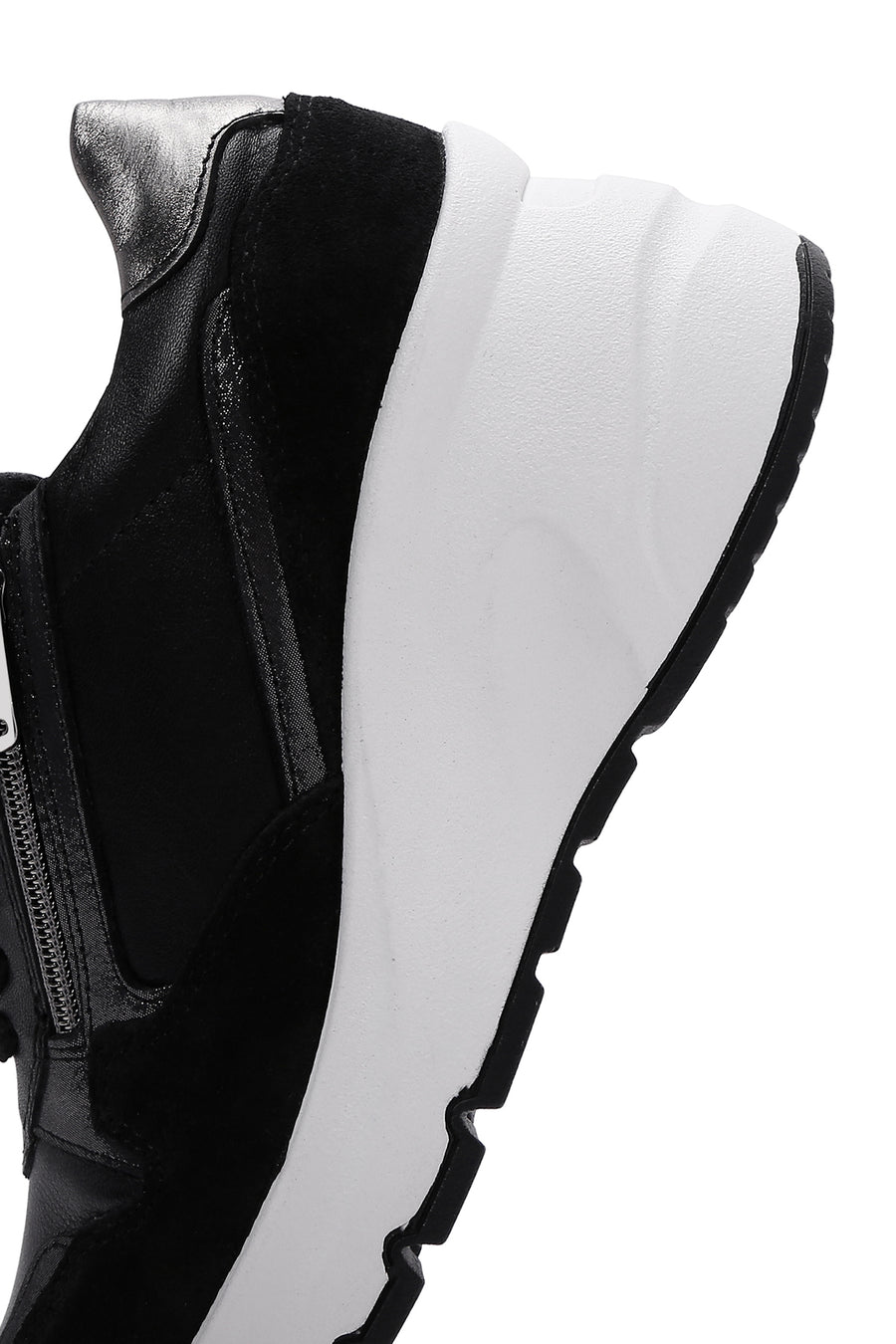 Kadın Siyah Deri Kalın Tabanlı Sneaker