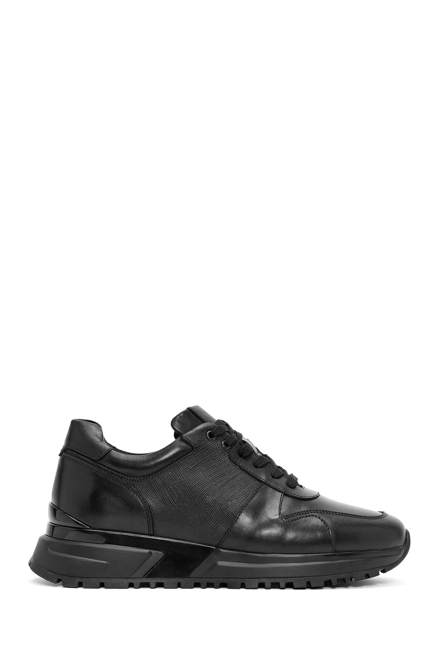 
Men's Black Lace-Up Thick Sole Leather Sneaker
 24WFD611714 | Derimod