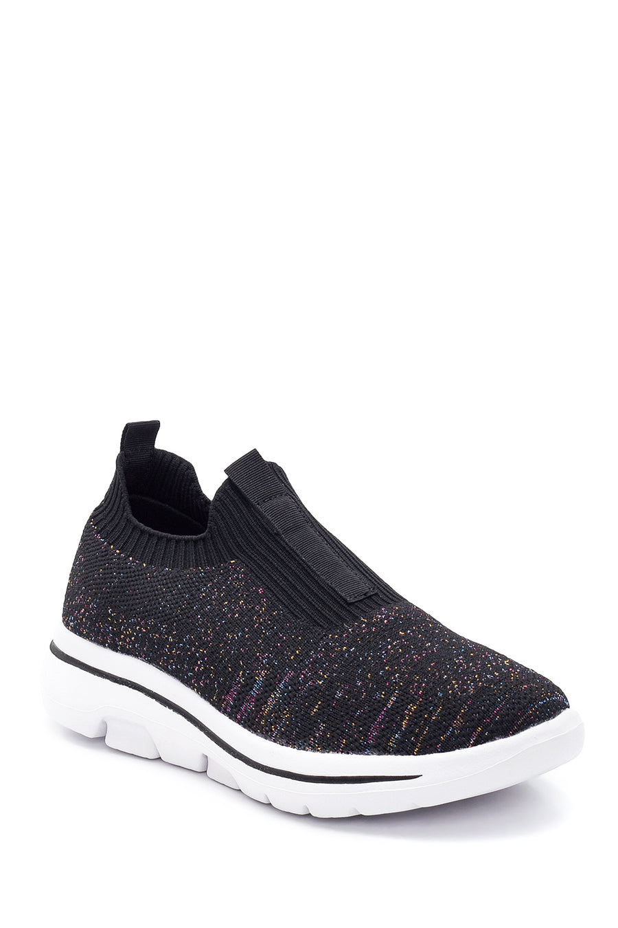 Women's Black Patterned Fabric Sneaker