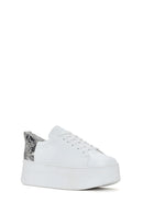 Women's White Thick Sole Lace Up Leather Sneaker | Derimod