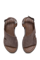 Women's Mink Suede Leather Flat Sandals | Derimod