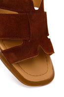 Woman Tan Suede Leather Slippers | Derimod
