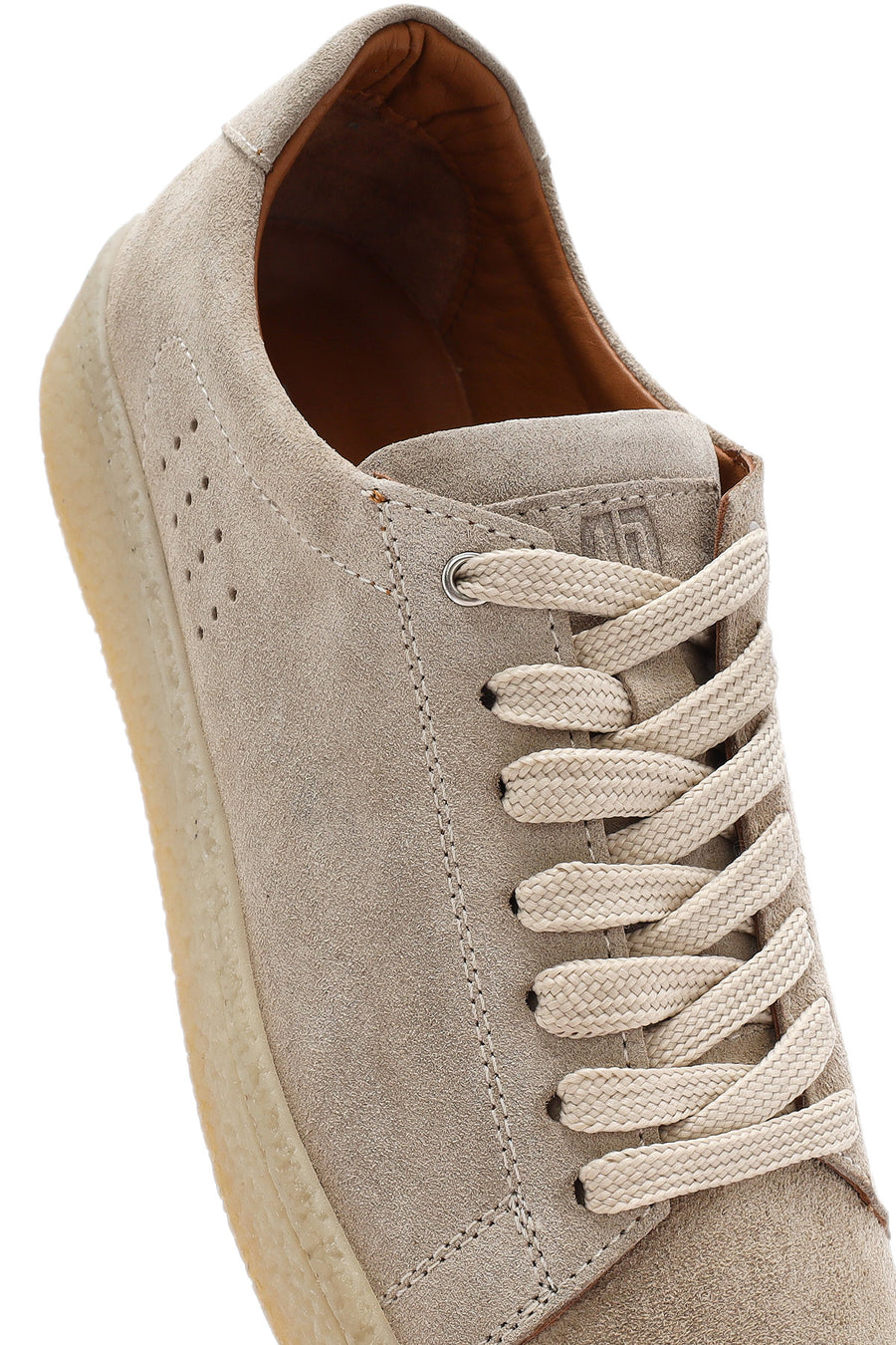 Erkek Bej Bağcıklı Süet Deri Sneaker