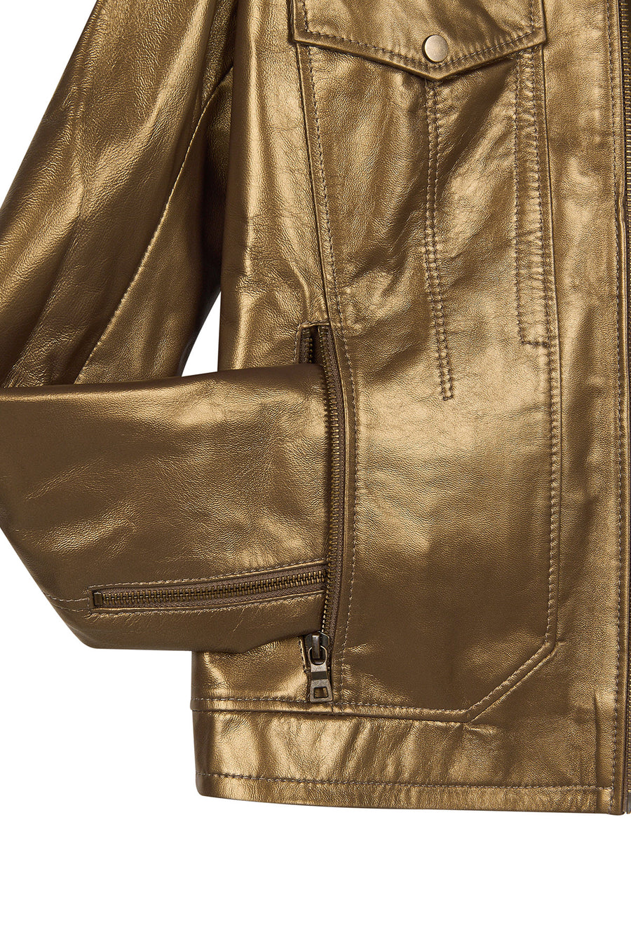 Loretta Woman Bronze Short Leather Jacket