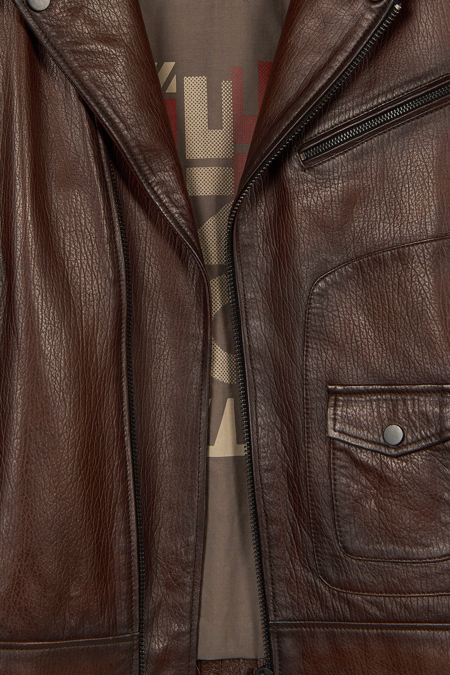 Carter Male Brown Double-breasted Collar Leather Jacket
