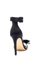 Women's Black Satin Thin Heeled Sandals | Derimod