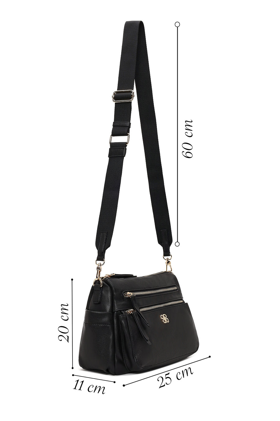 Woman Black Long-Strap Crossbody Bag