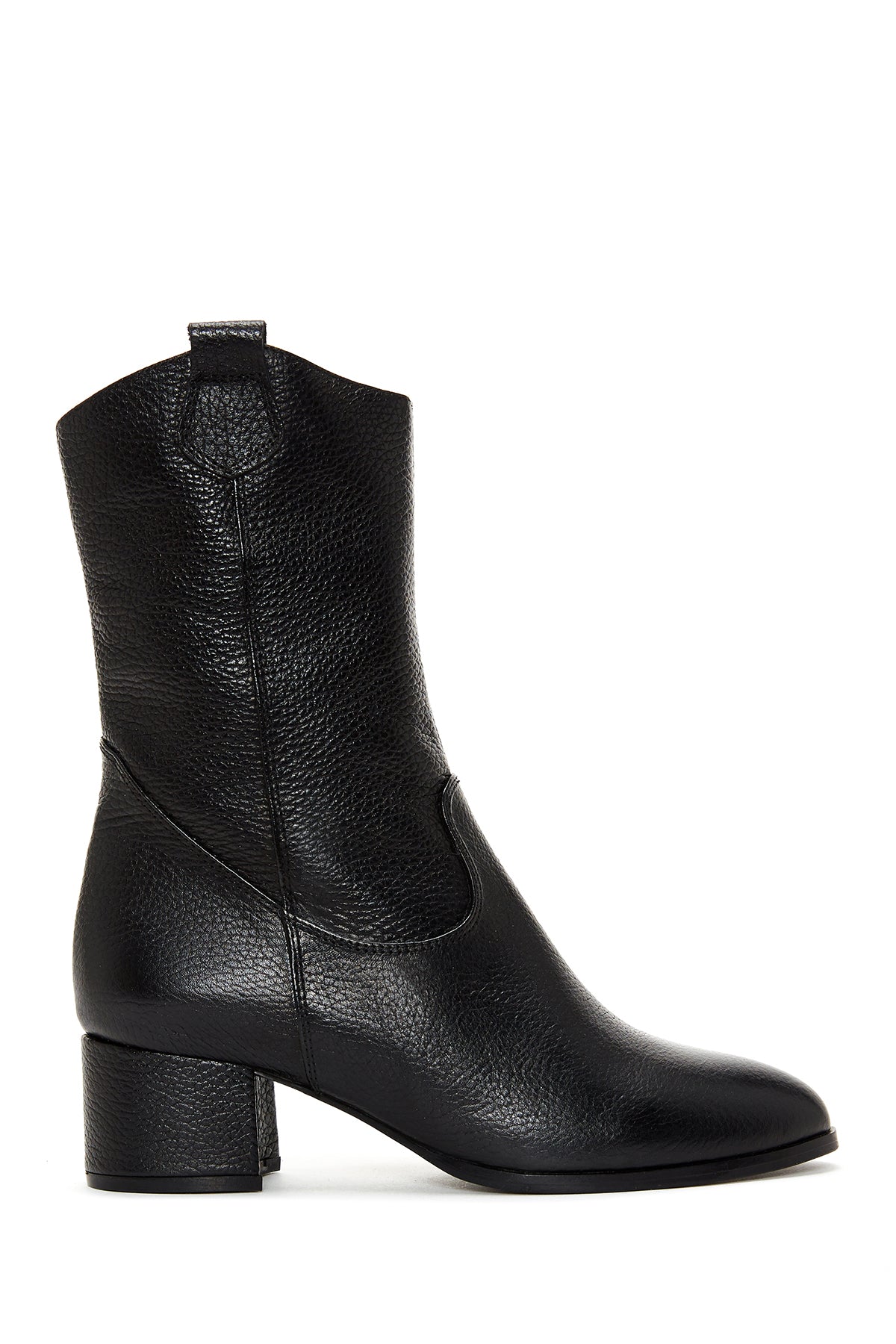 Women's Black Zippered Thick Heel Leather Casual Boots 24WFD1609FT | Derimod