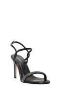 Women's Black Ankle Buckle Stone High Thin Heel Sandals | Derimod
