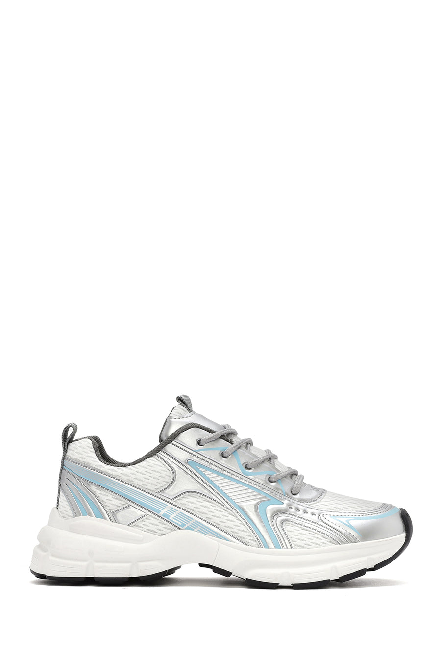 Women's Blue Chunky Sole Lace-Up Sneakers