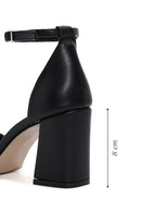 Women's Black Ankle Strap Thick Heel Sandals | Derimod