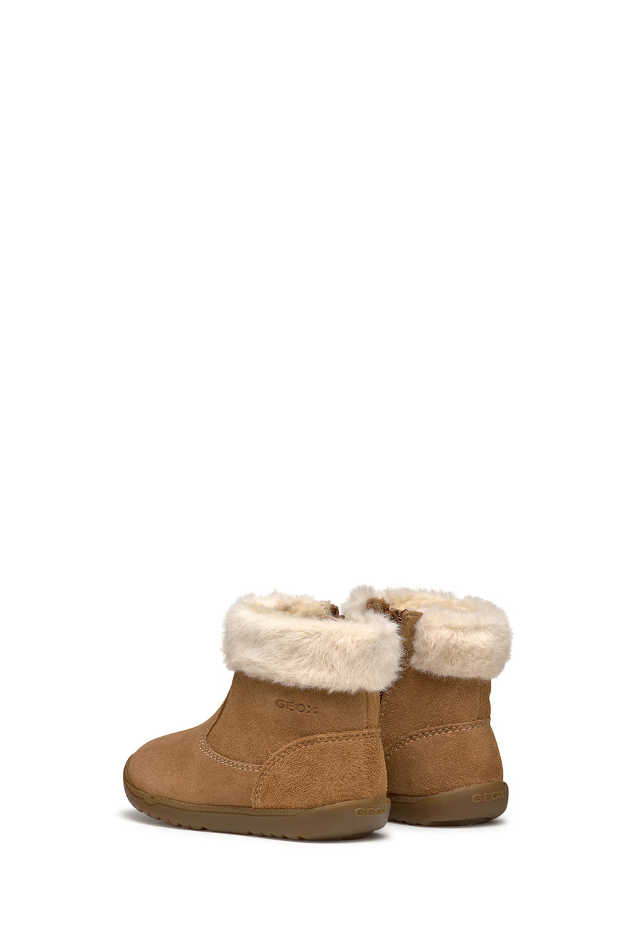 Geox Baby Girl Brown B Macchia Zippered Suede Leather Boots