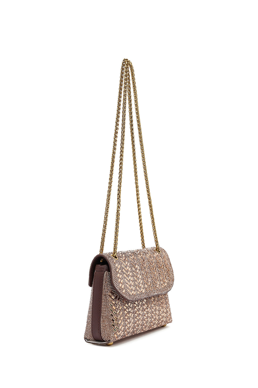 Women's Bronze Chain Strap Embellished Mini Evening Bag