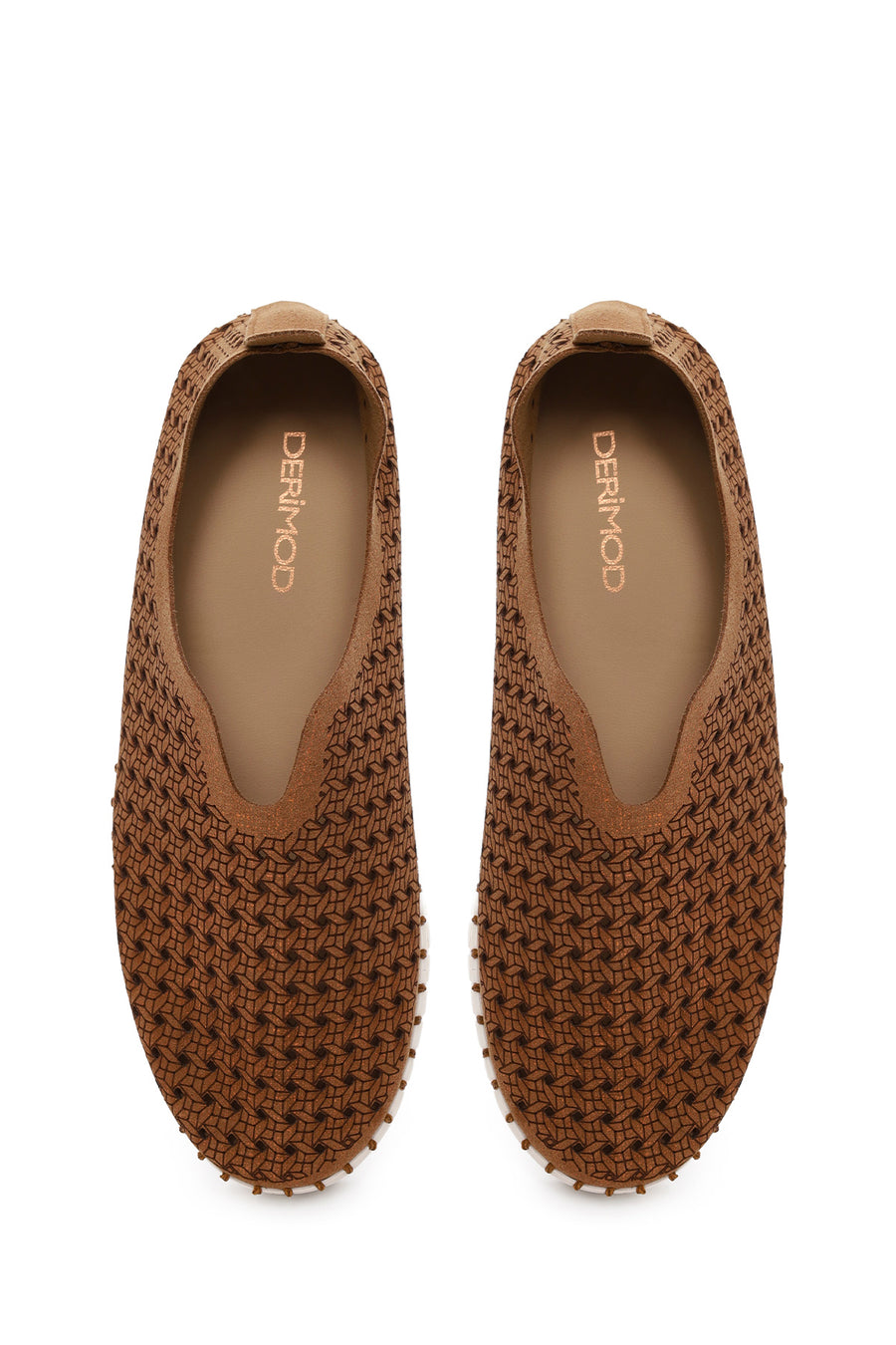 Woman Bronze Lace-Up Thick-Soled Glittery Fabric Casual Shoes