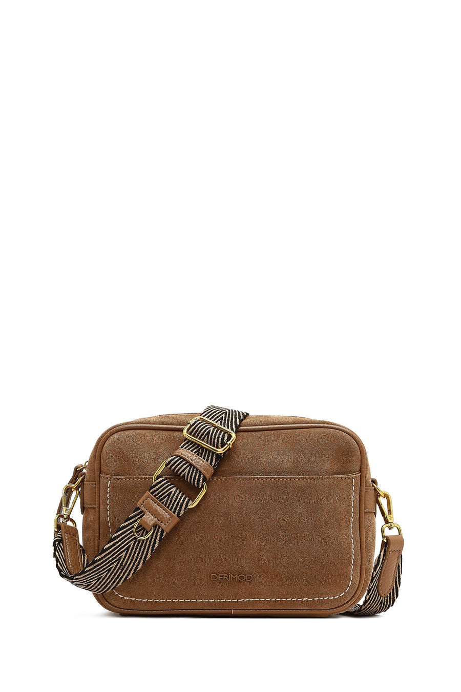 Woman Tan Long-Strap Suede Crossbody Bag WB100010KS | Derimod