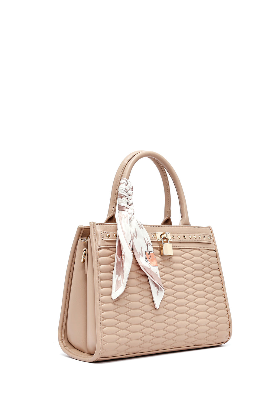Women's Cream Long Strap Quilted Handbag