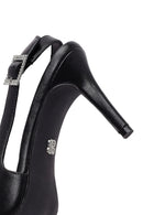 Woman Black Open-Back Thin High Heel | Derimod
