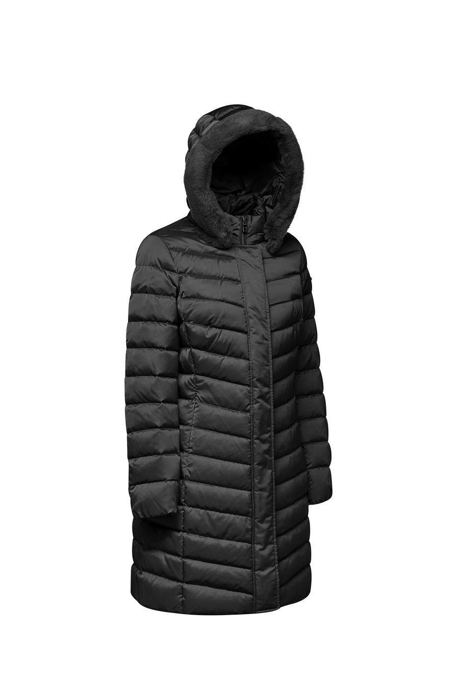 Geox Women's Black W Bettanie Hooded Long Coat