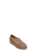 Woman Mink Wedge Heel Suede Comfort Loafer | Derimod