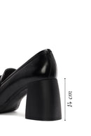 Women's Black Buckle Detailed Thick High Heel Leather Loafer | Derimod