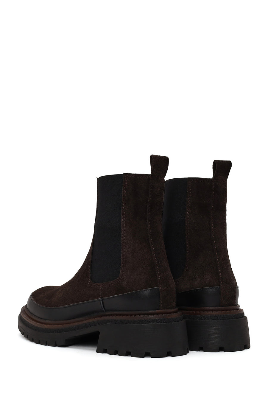 Woman Anthracite Thick-Soled Suede Chelsea Boots