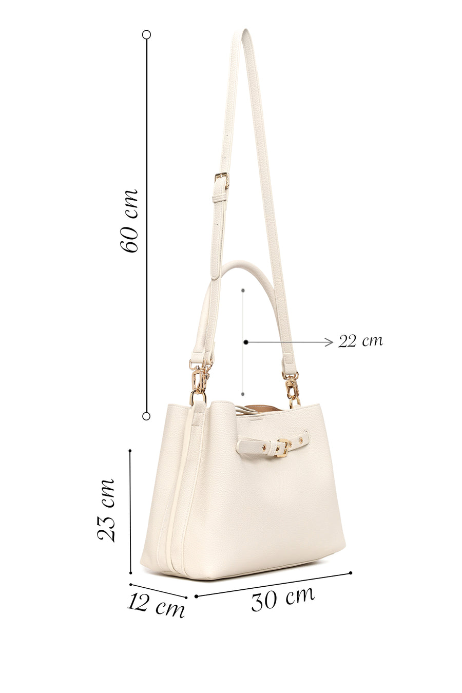 Woman Cream Long-Strap Shoulder Bag