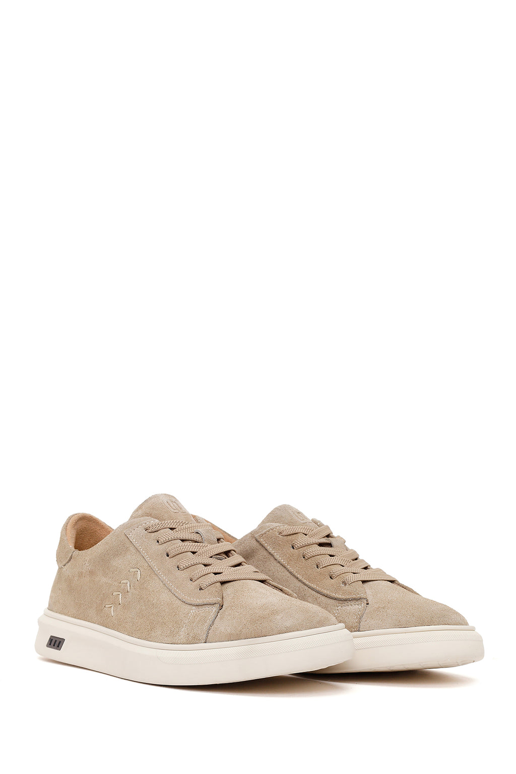 Erkek Bej Bağcıklı Süet Deri Sneaker