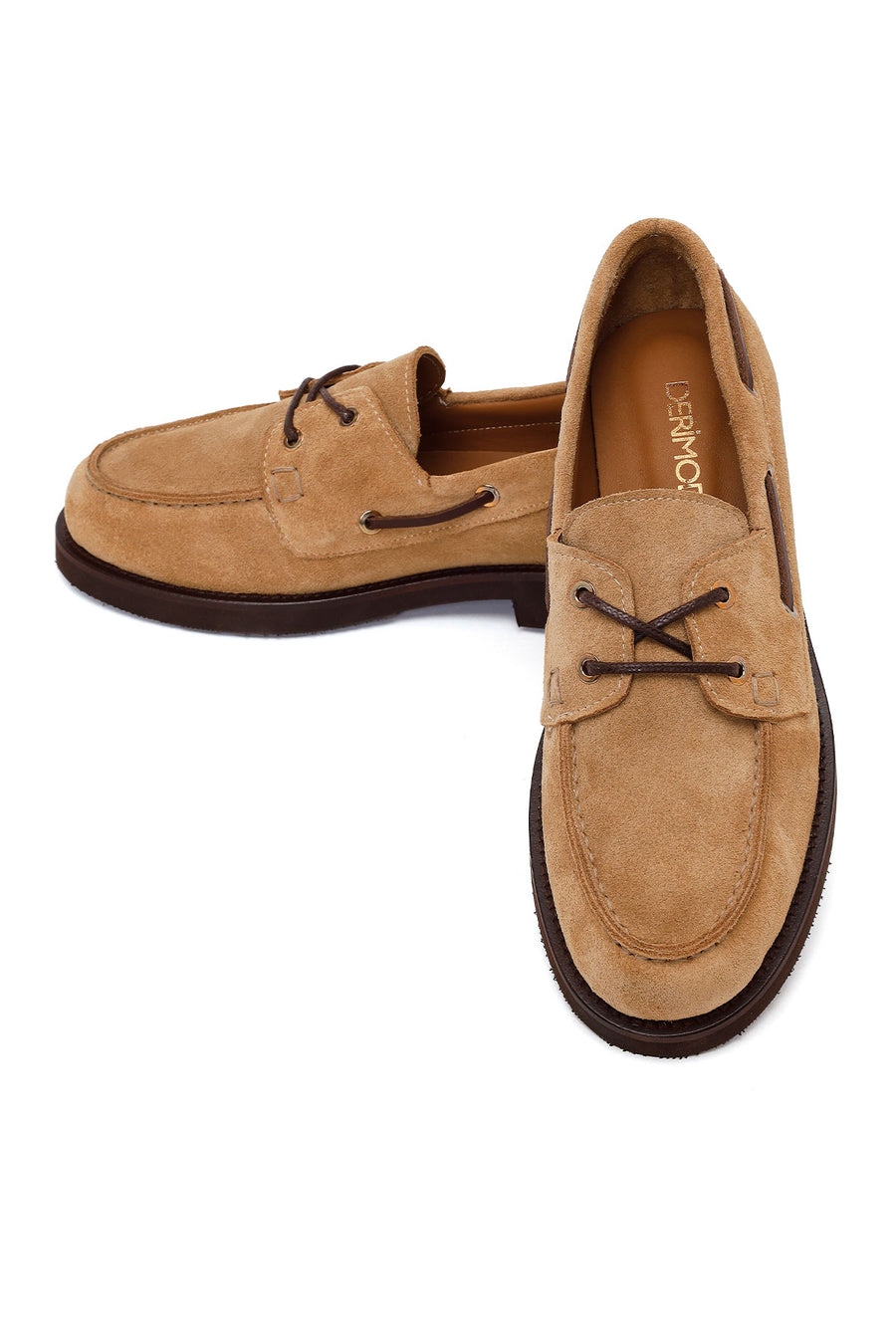 Woman Camel Lace-up Suede Casual Shoes