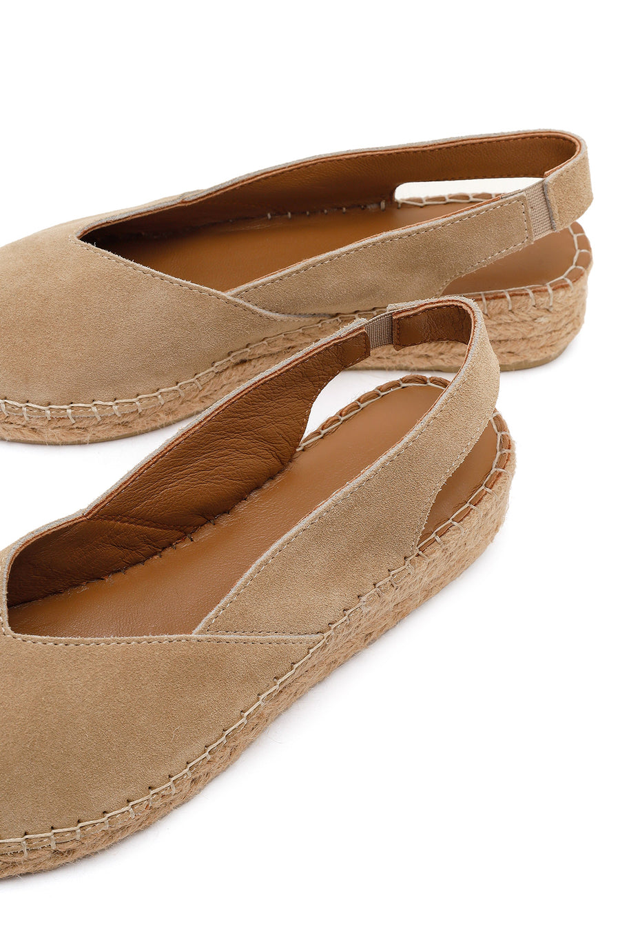 Women's Beige Suede Leather Espadrille Sandals