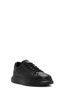 Male Black Lace-Up Thick-Soled Leather Sneaker | Derimod