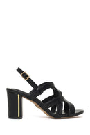 Woman Black Ankle Buckle Chunky Heeled Sandals | Derimod