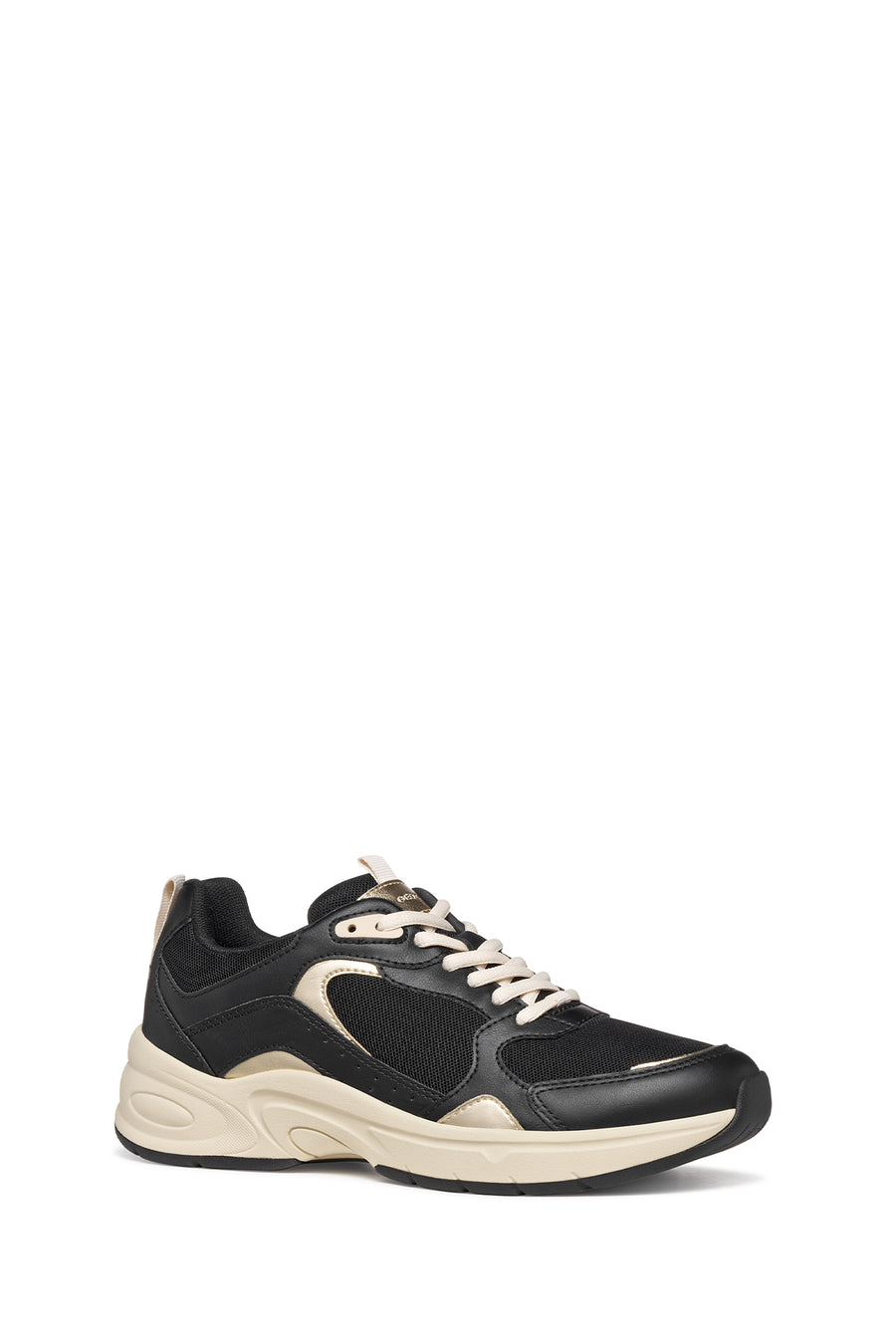 Geox Women Black D Zarvıa A - Mesh+Pearl.Gbk Lace-Up Thick Sole Leather Sneaker
