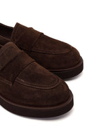 Woman Dark Mink Suede Masculine Loafer | Derimod