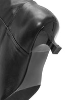 Women's Black Thin Short Heeled Leather Boots | Derimod