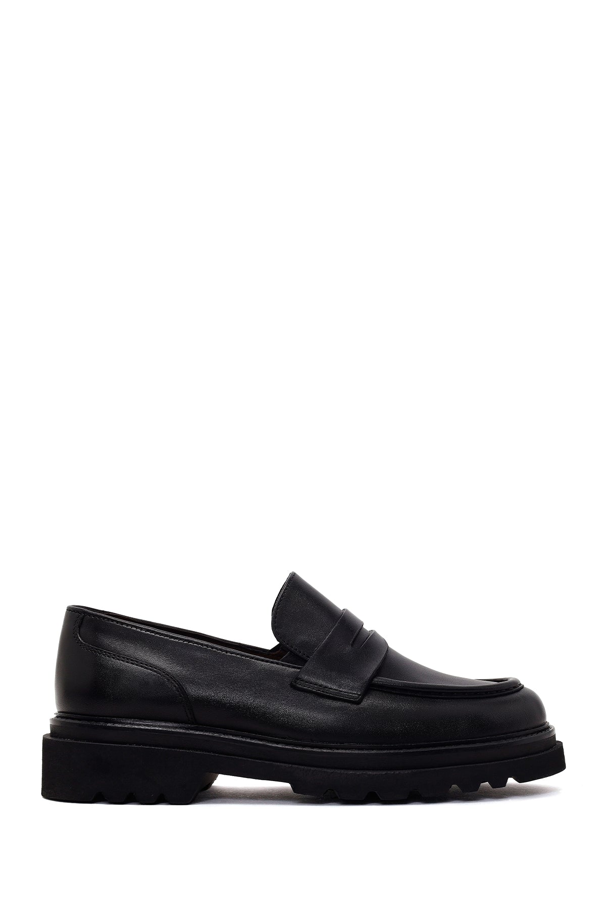 Erkek Siyah Kalın Tabanlı Deri Loafer WM750030DV | Derimod