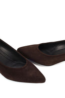 Derimod Flex Woman Brown Short Thick-Heeled Suede Stiletto | Derimod