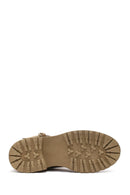 Woman Beige Zippered Thick-Soled Suede Leather Boat | Derimod