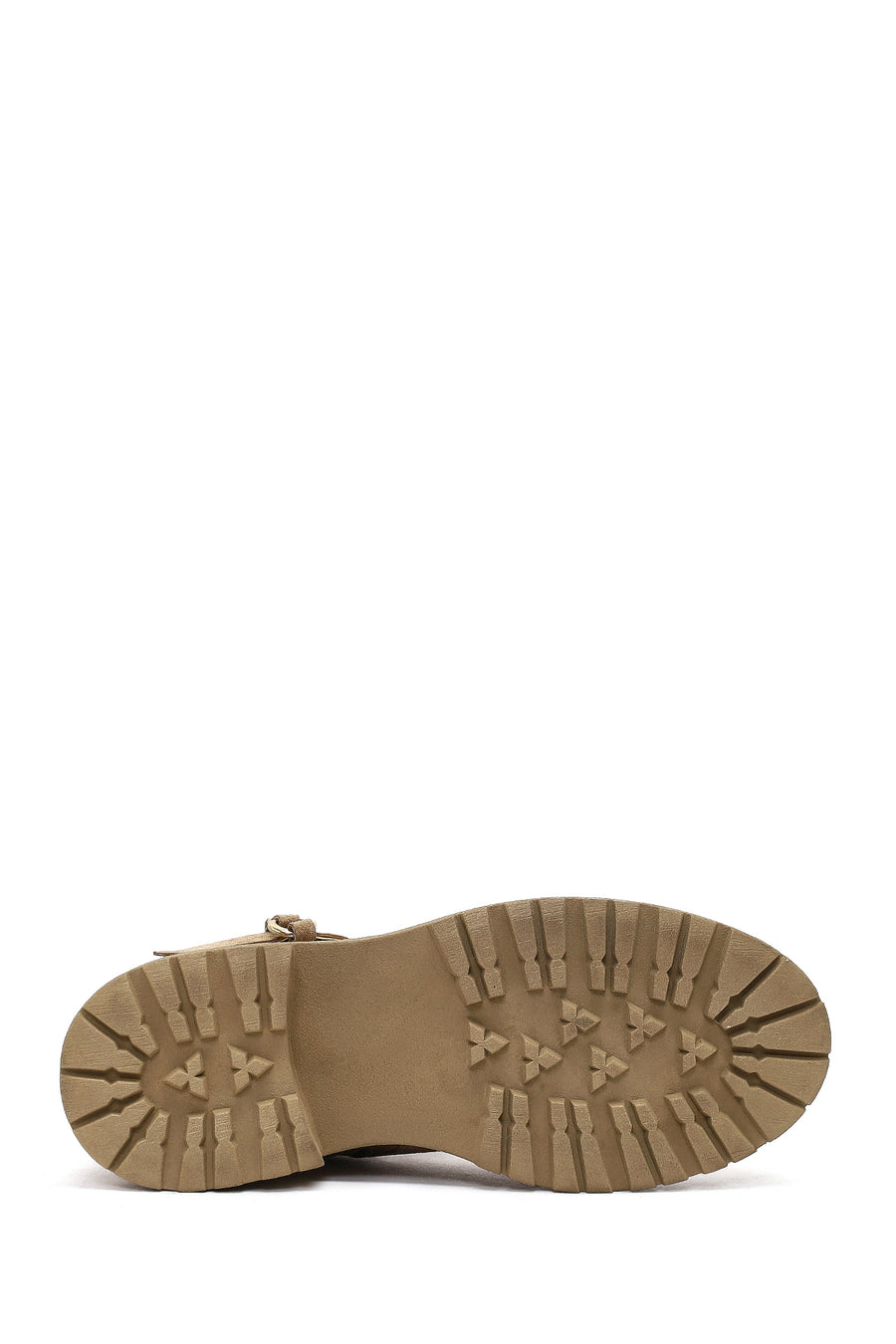 Woman Beige Zippered Thick-Soled Suede Leather Boat