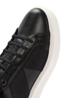 Men's Black Lace-up Thick-Sole Leather Sneaker | Derimod