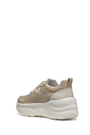 Geox Women's Beige D Xtors D - Mesh + Geobuck Lace-Up Chunky Sole Sneakers | Derimod
